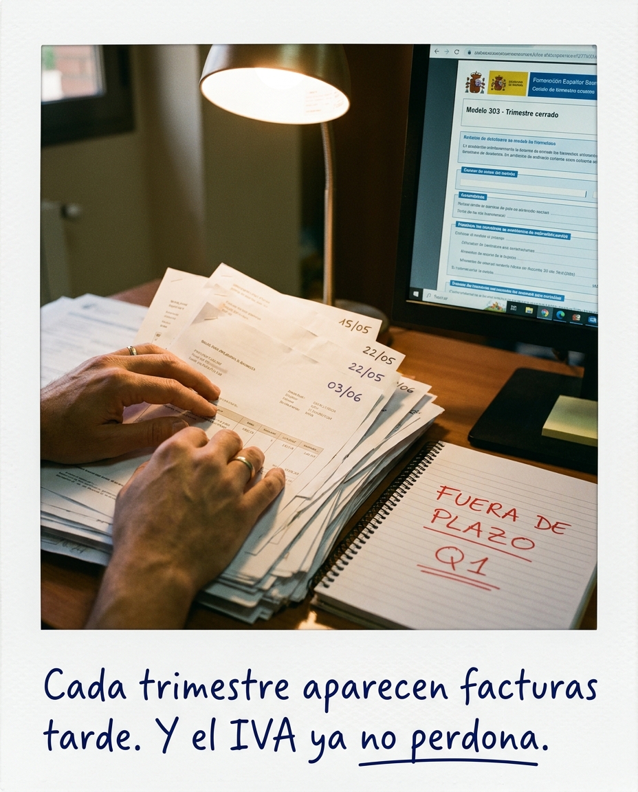 Cada trimestre aparecen facturas tarde. Y el IVA ya no perdona