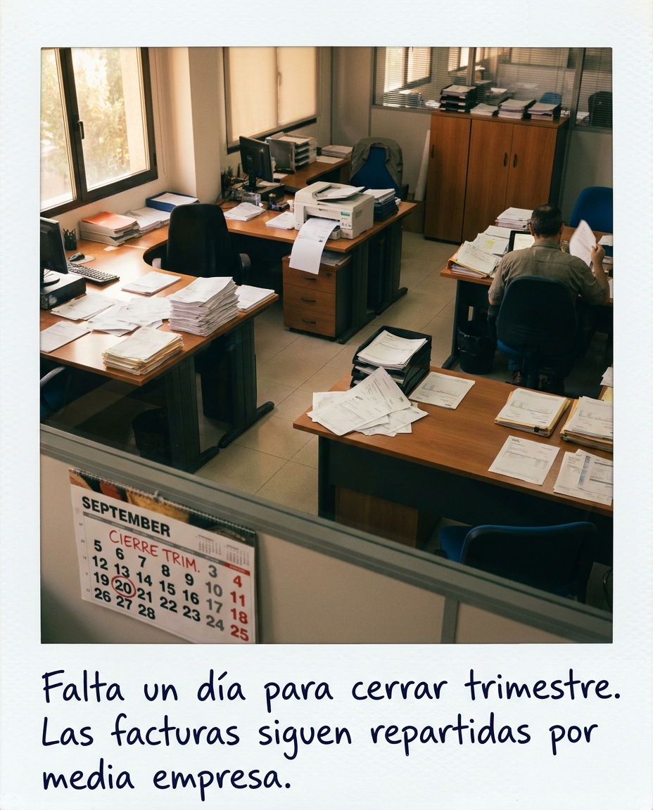 Falta un día para cerrar trimestre. Aún no tenemos ni la mitad de las facturas
